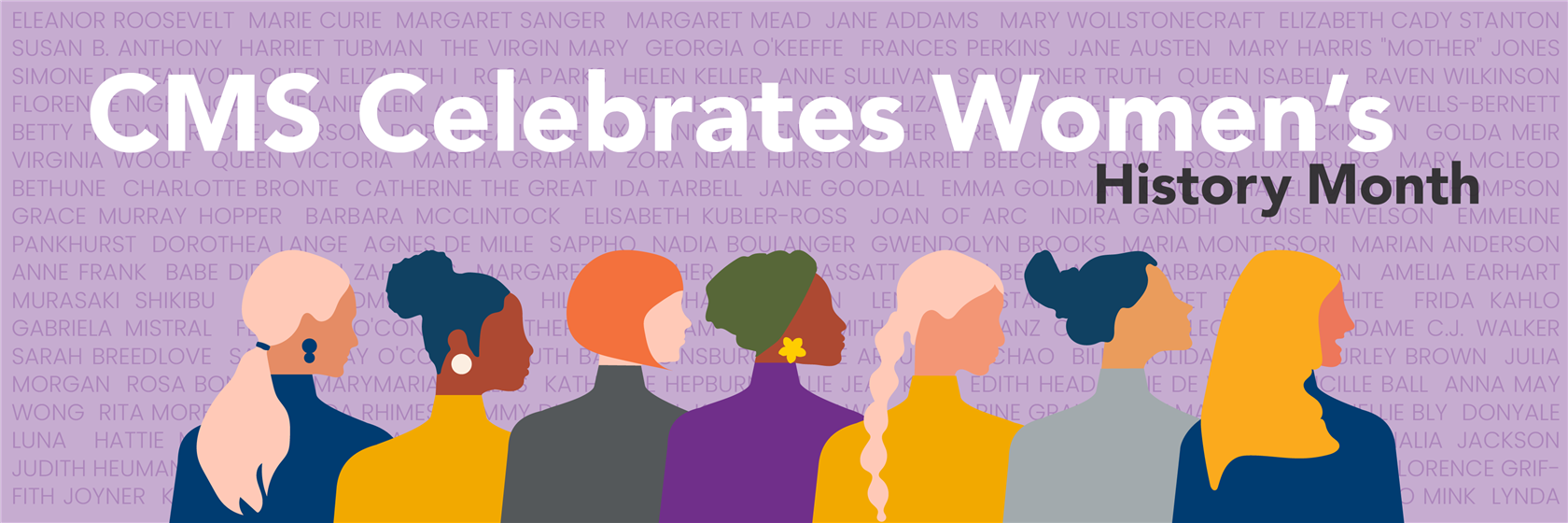 Website banner depicts diverse women and says "CMS celebrates women's history month"